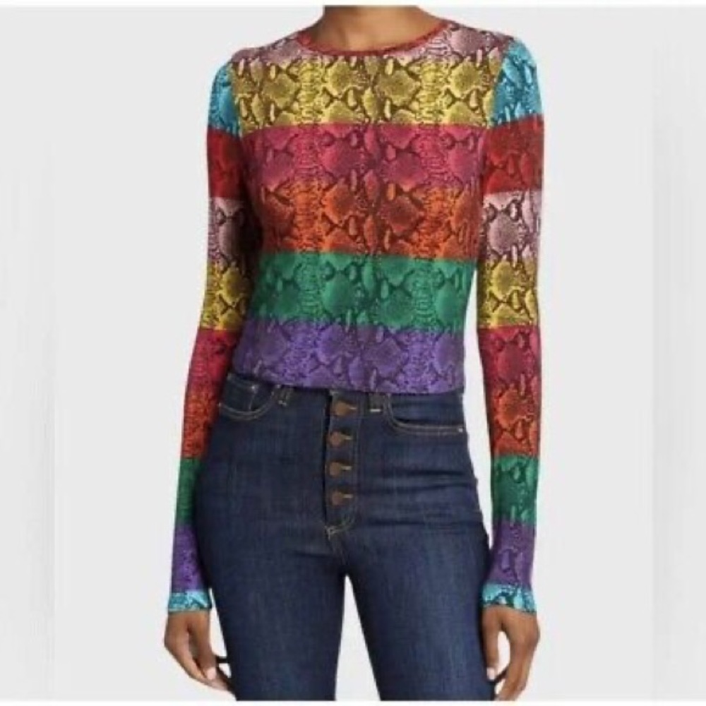 Alice + Olivia Delaina Rainbow Snake Top